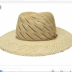 Rag and bone Zoe Taupe multi straw fedora hat